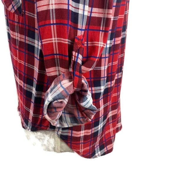 Prototype Red White Blue Plaid Button Down Shirt M - Picture 6 of 8